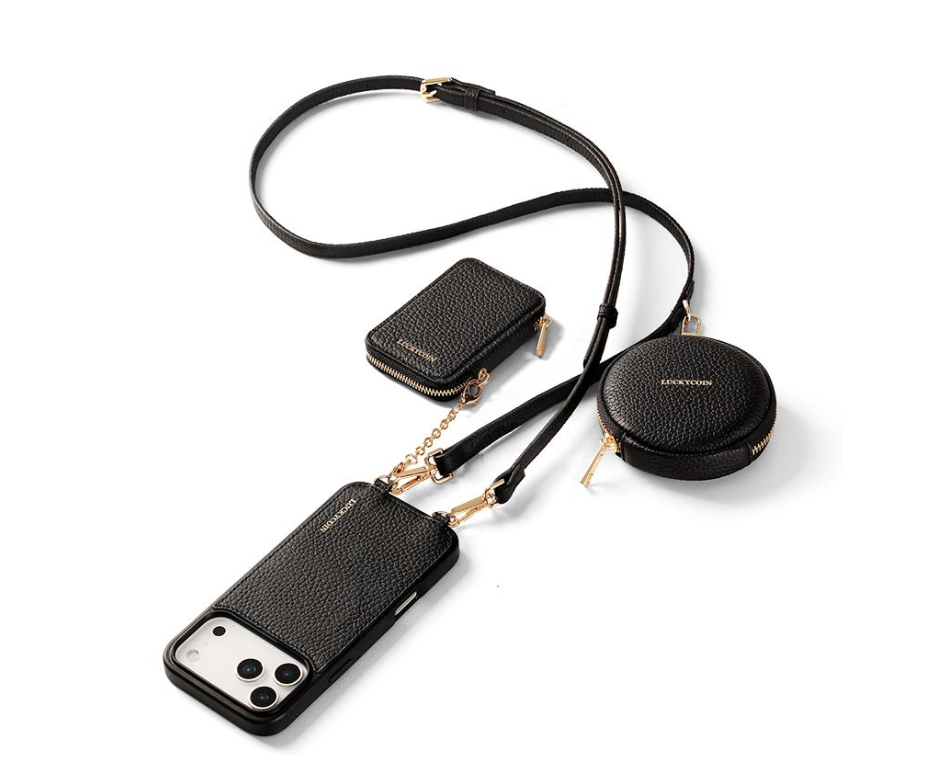 Luxury Phone Crossbody Bag with Magnetic Wallet & Detachable Pouch